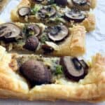 Puff pastry garlic flatbread closeup.
