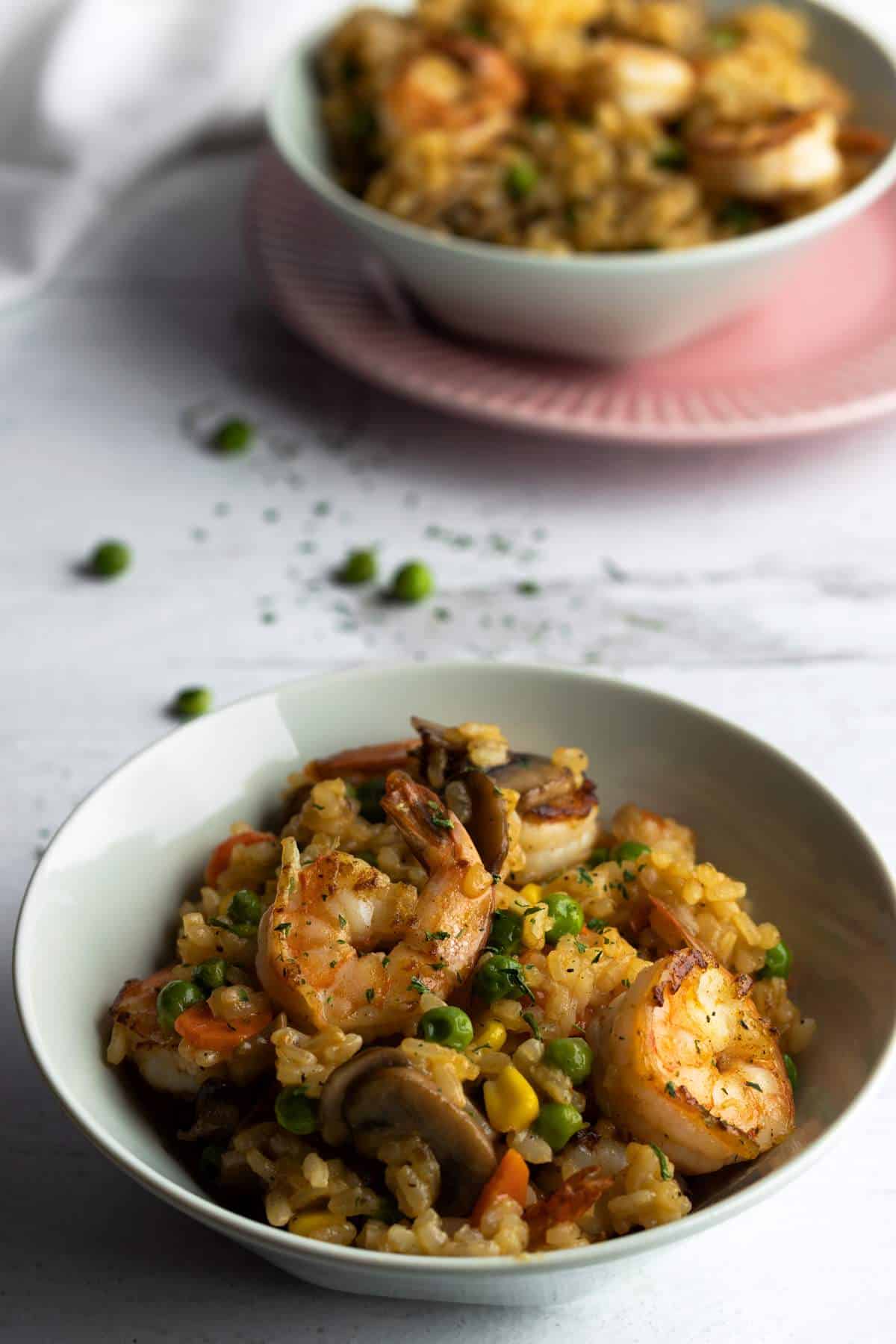 Cajun shrimp and rice pilaf in a bowl.