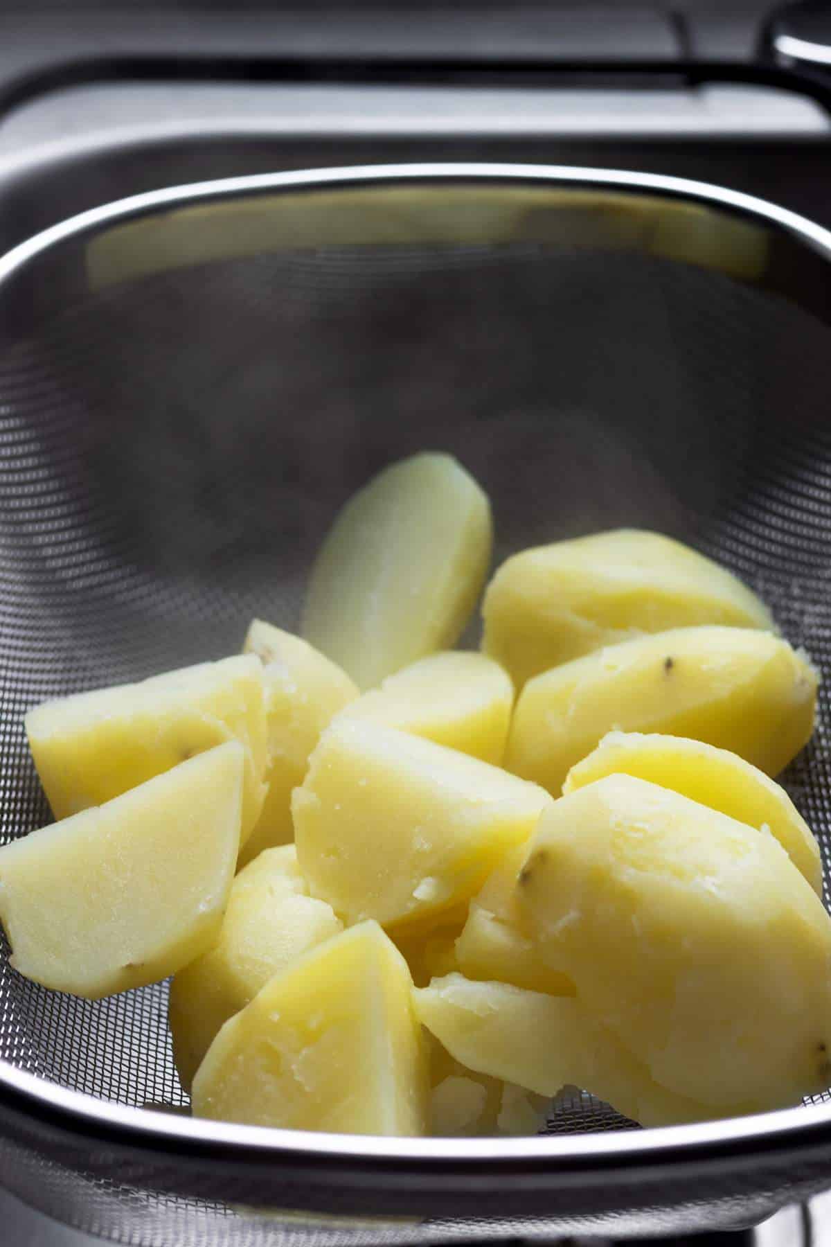Cooked potatoes.