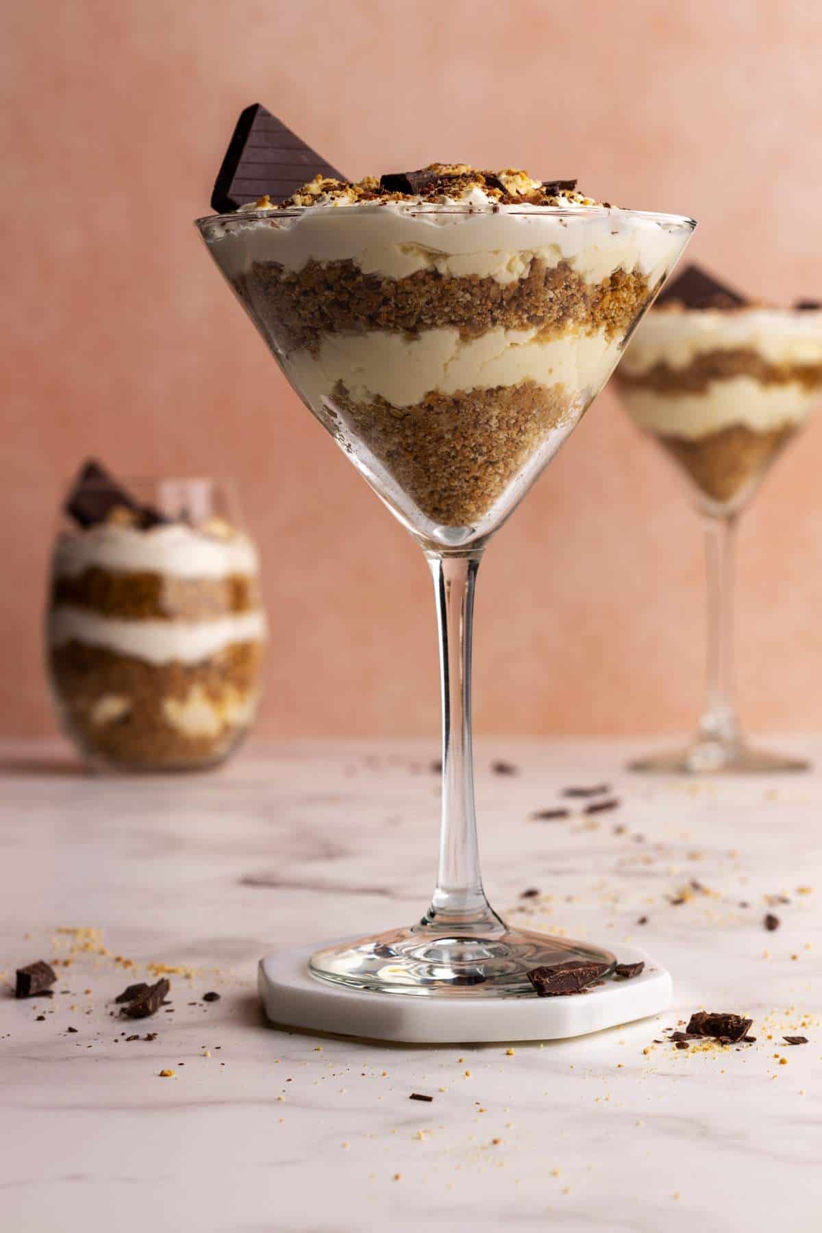 Biscuits parfait desserts layered in a glass.