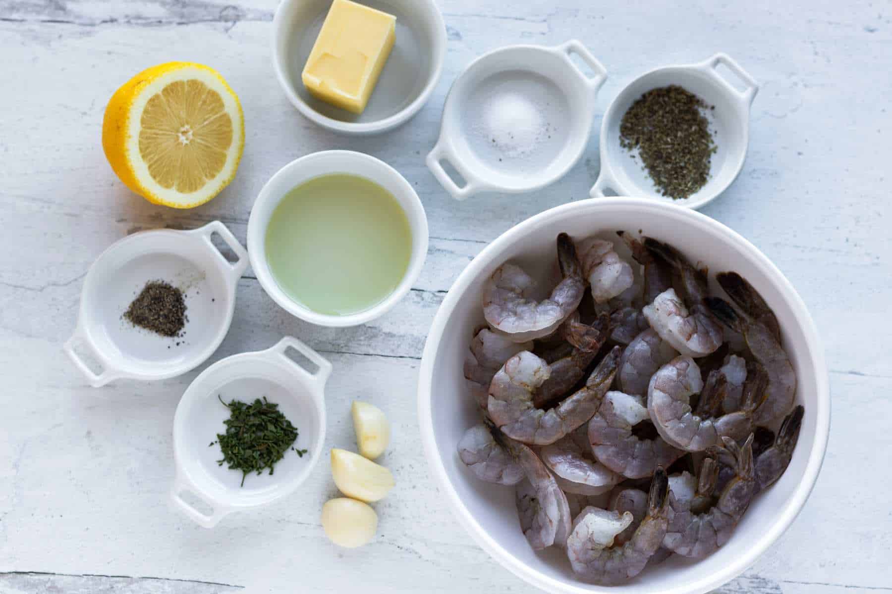 Easy baked shrimp recipe ingredients.