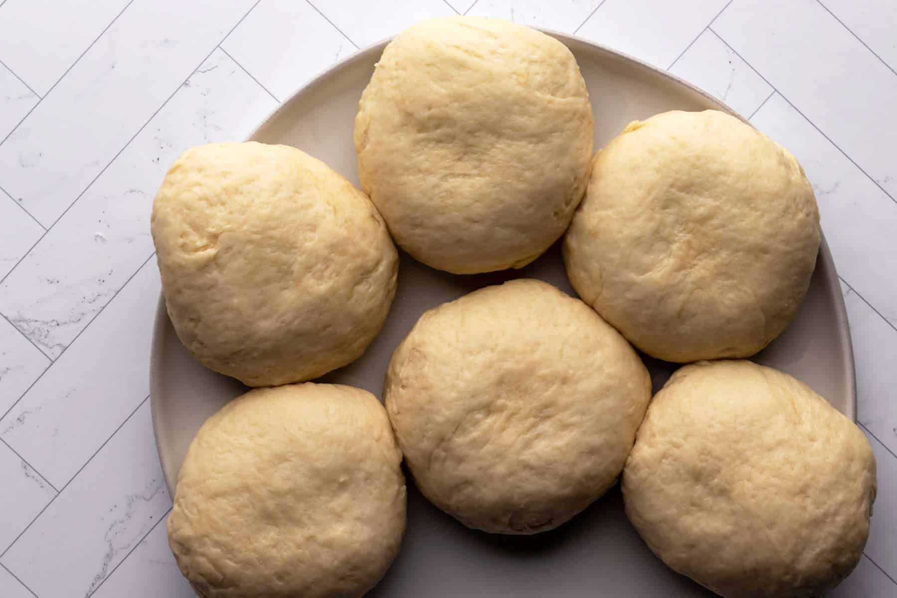 Easy yeast rolls dough divided.