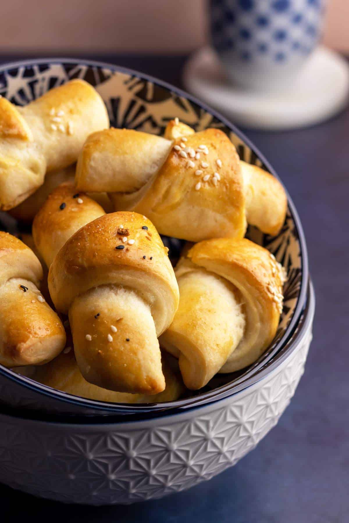Easy yeast rolls in a bowl.