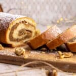 German nut strudel sliced pieces.