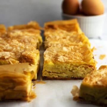 Gibanica cheese pie pastry layers.