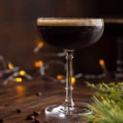 Gin espresso martini head on shot.
