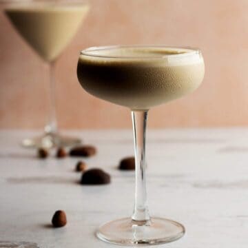 Godiva chocolate martini in a glass.