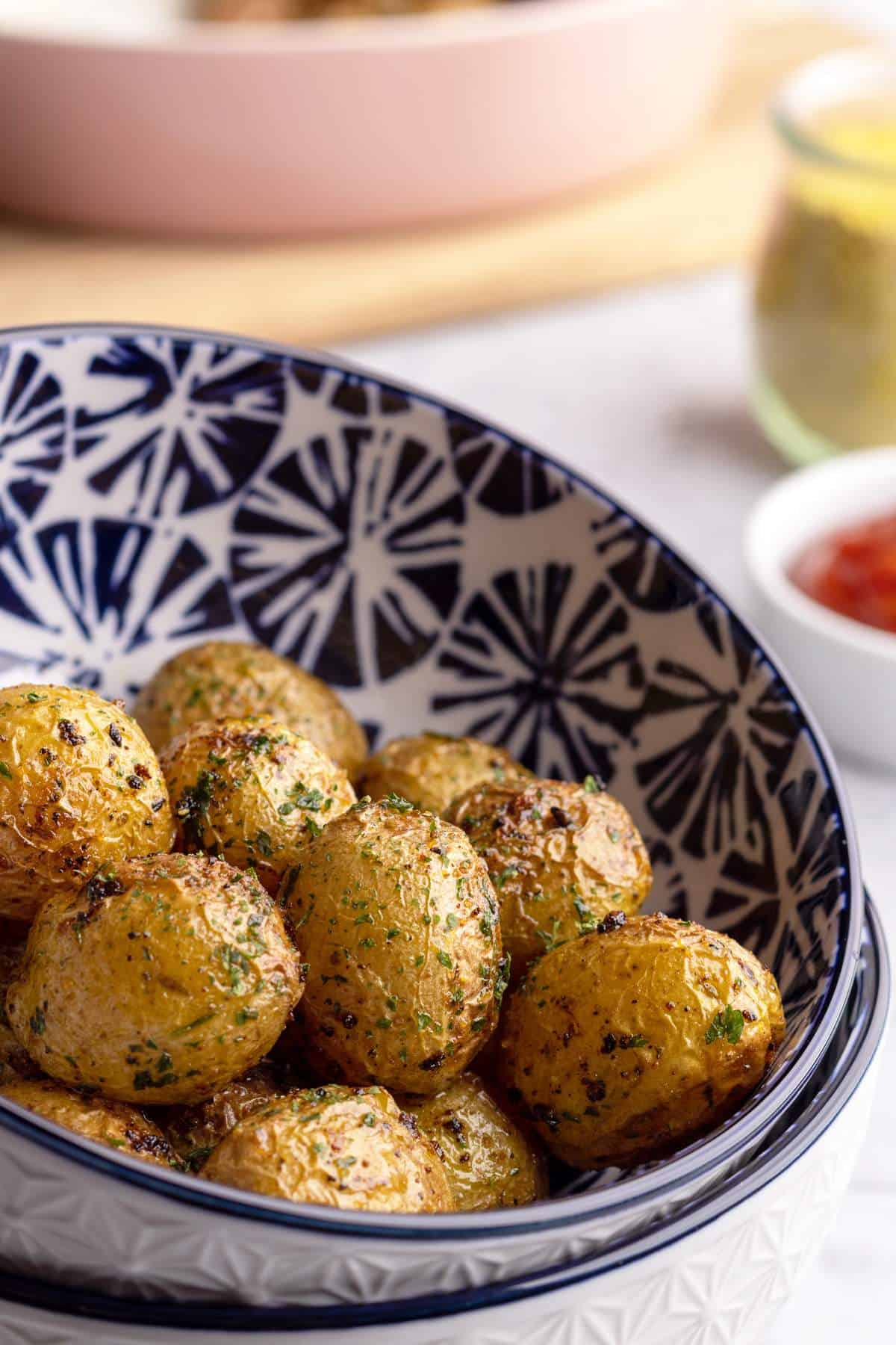 Oven-roasted potatoes in a bowl.