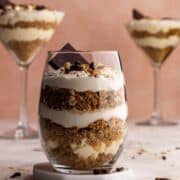 Plazma biscuit parfaits in a glass.