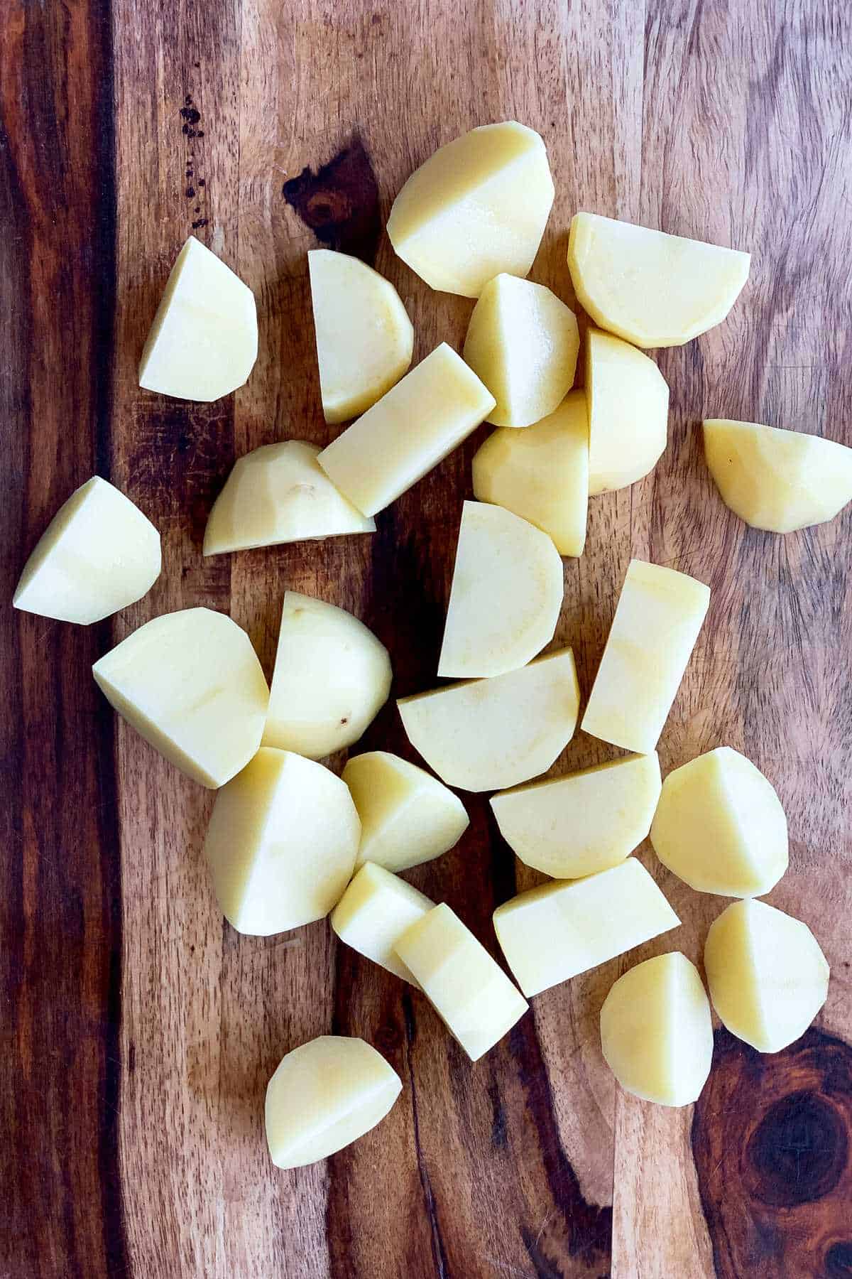 Potato cut in pieces.