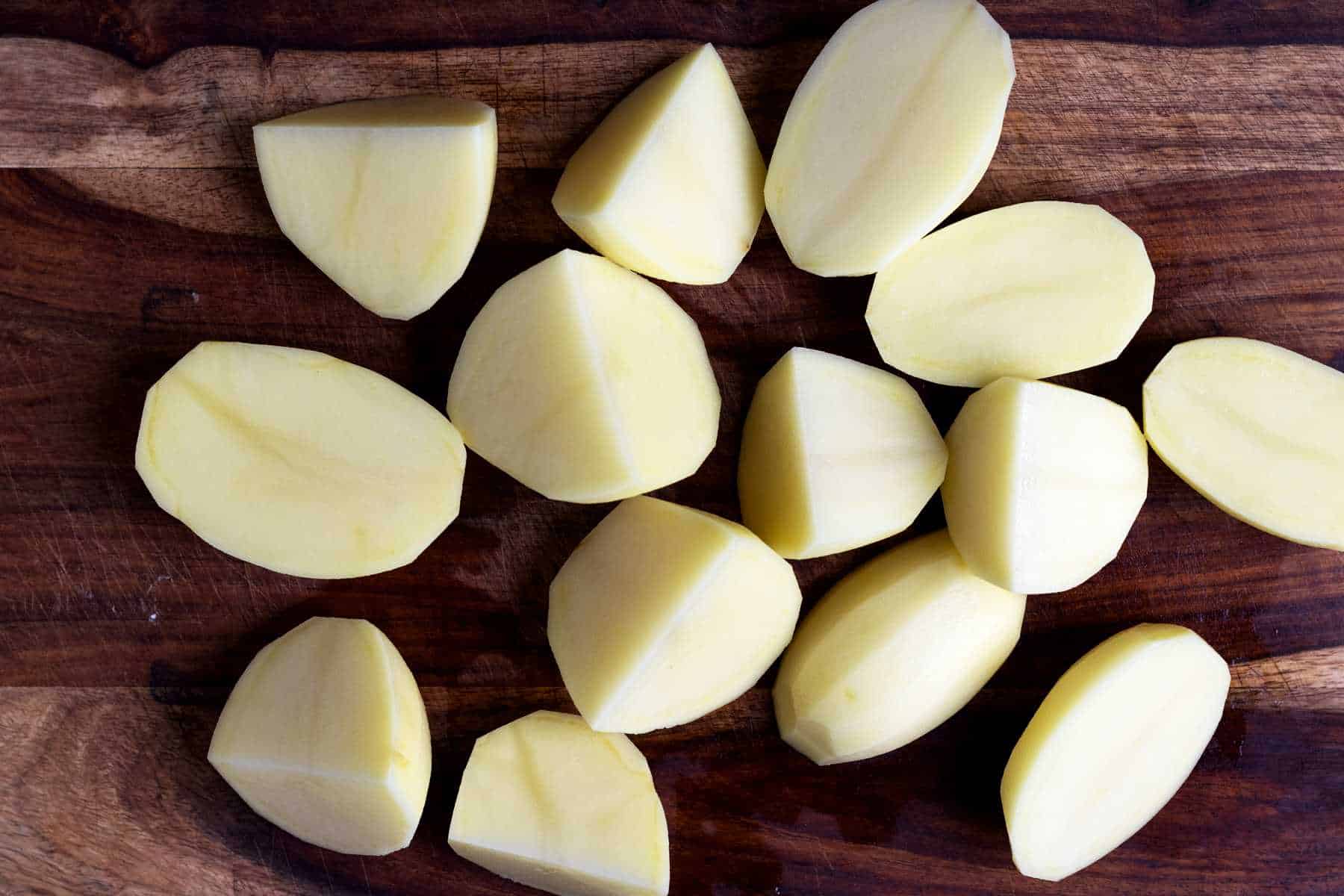 Potatoes cut in pieces.