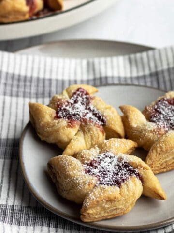 Puff pastry pinwheels with raspberry jam.