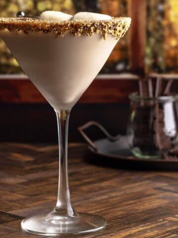 S'mores martini in a chilled glass.
