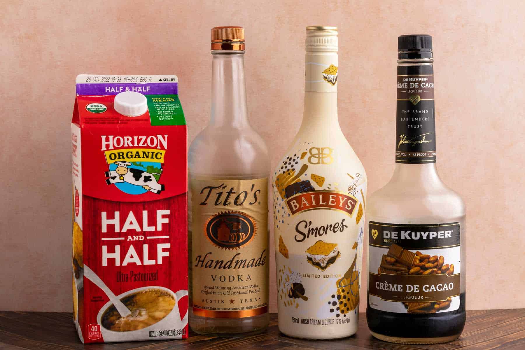 S'mores martini ingredients.