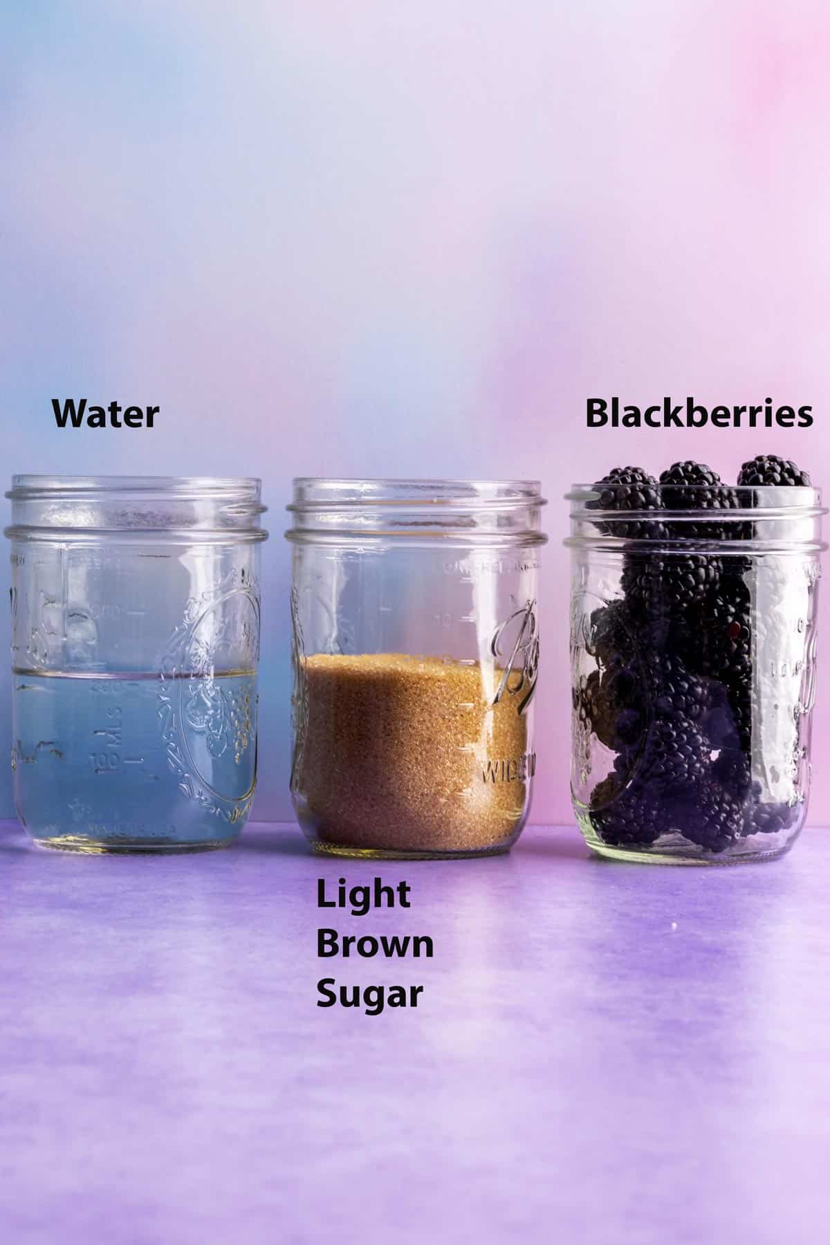 Blackberry syrup ingredients.
