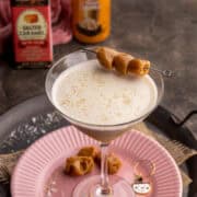 Salted caramel martini on a tray.
